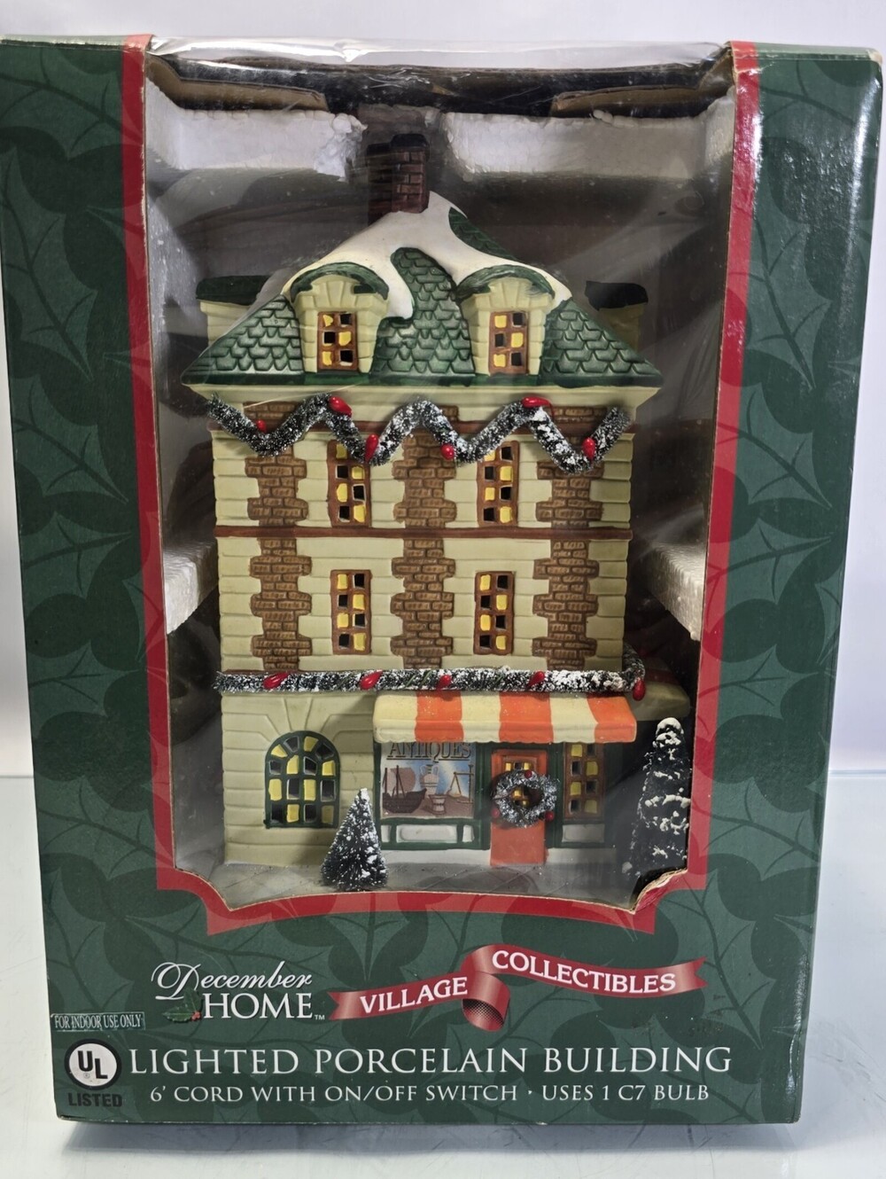 Fortune Island December Home Antiques Lighted Porcelain Christmas Village Buildi